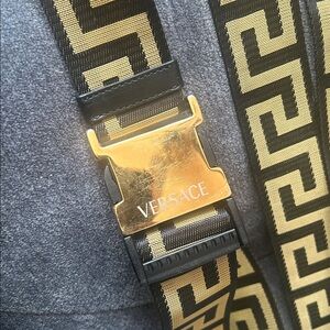 Versace Black and Gold Patterned Belt
